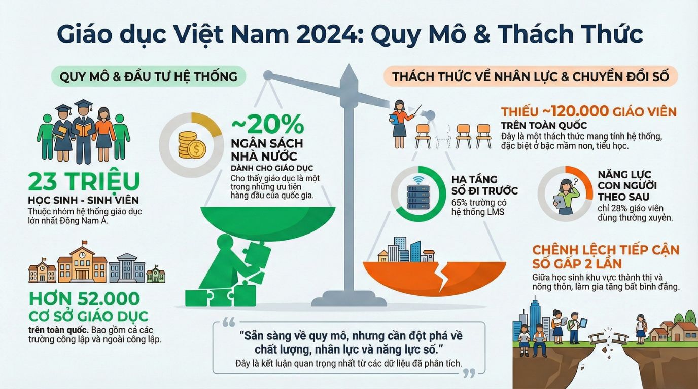 Ảnh của [Infographic] Giáo dục Việt Nam 2024: Khi quy mô không còn là câu hỏi lớn nhất